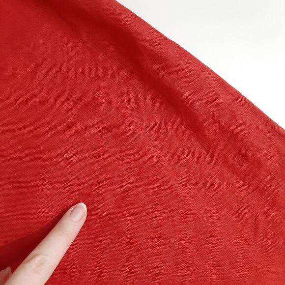 Terzo Millennio Puff Sleeve Shift Dress 100% Linen Cherry Red Womens M Resort - Picture 4 of 10